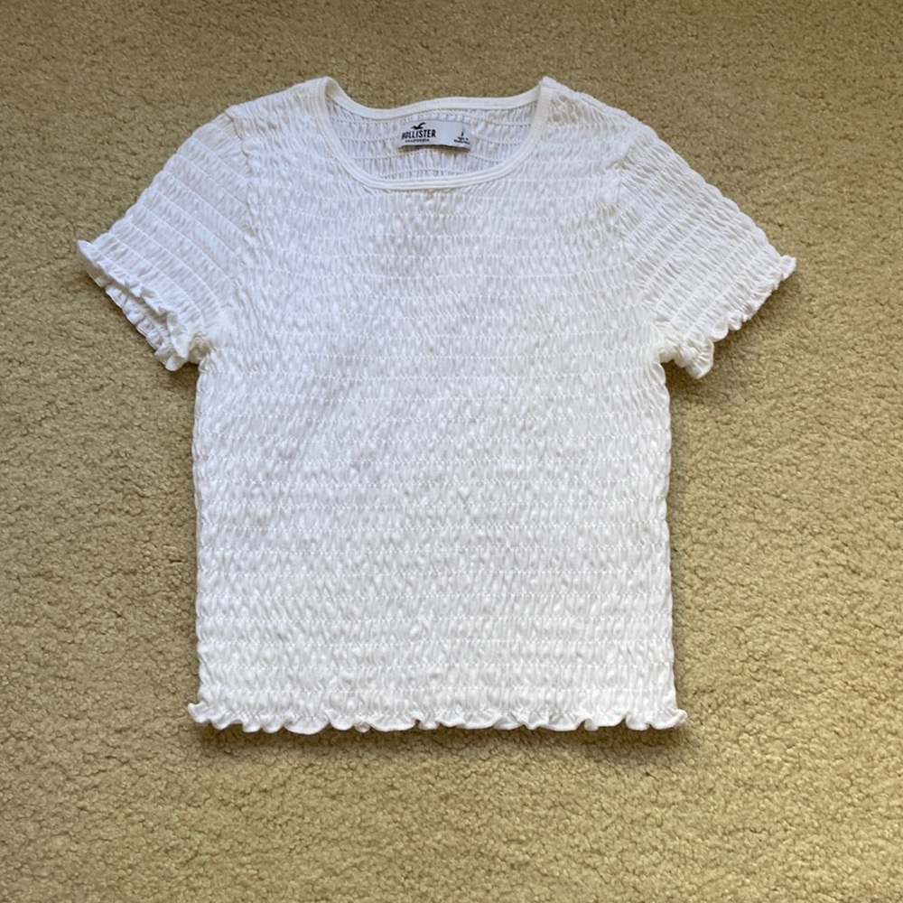 white ruched crop top